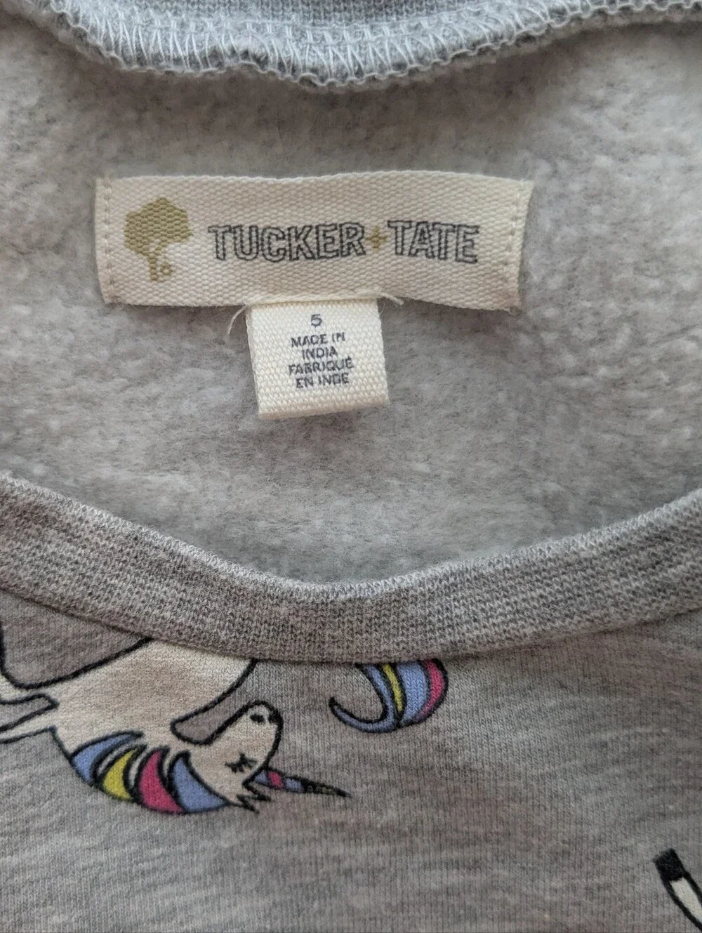 Tucker + Tate Gray Rainbow Unicorn Tiered Long-Sleeve Sweatshirt 5T EUC